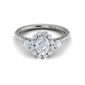 14kt White Gold Oval Diamond Pear Side Halo Engagement Ring