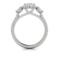 14kt White Gold Oval Diamond Pear Side Halo Engagement Ring