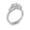 14kt White Gold Oval Diamond Pear Side Halo Engagement Ring