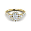 14kt Yellow Gold Oval Diamond Halo Three-Stone Engagement Ring