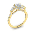 14kt Yellow Gold Oval Diamond Halo Three-Stone Engagement Ring