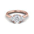 14kt Rose Gold Oval Three Stone Diamond Engagement Ring