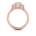 14kt Rose Gold Oval Three Stone Diamond Engagement Ring