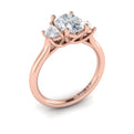 14kt Rose Gold Oval Three Stone Diamond Engagement Ring