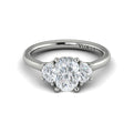 14K White Gold Oval Three Stone Womens Engagement Ring