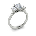 14K White Gold Oval Three Stone Womens Engagement Ring