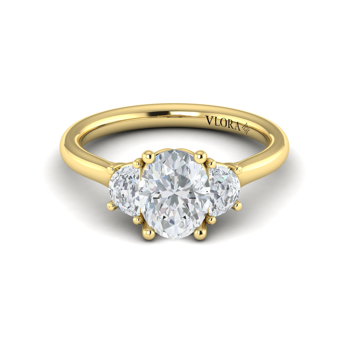 14kt Yellow Gold Oval Diamond Three-Stone Engagement Ring