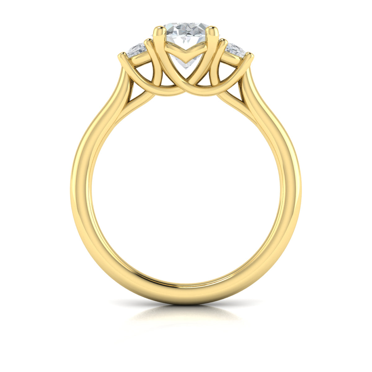 14kt Yellow Gold Oval Diamond Three-Stone Engagement Ring