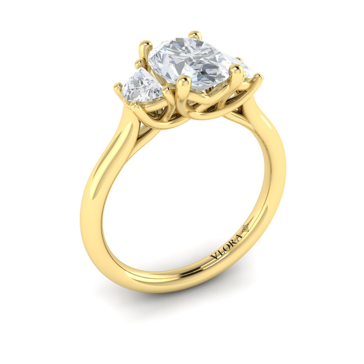 14kt Yellow Gold Oval Diamond Three-Stone Engagement Ring