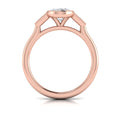 14kt Rose Gold Oval Diamond Three-Stone Bezel Ring