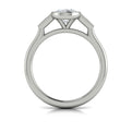 14K White Gold Oval Three-Stone Bezel Engagement Ring