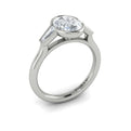 14K White Gold Oval Three-Stone Bezel Engagement Ring
