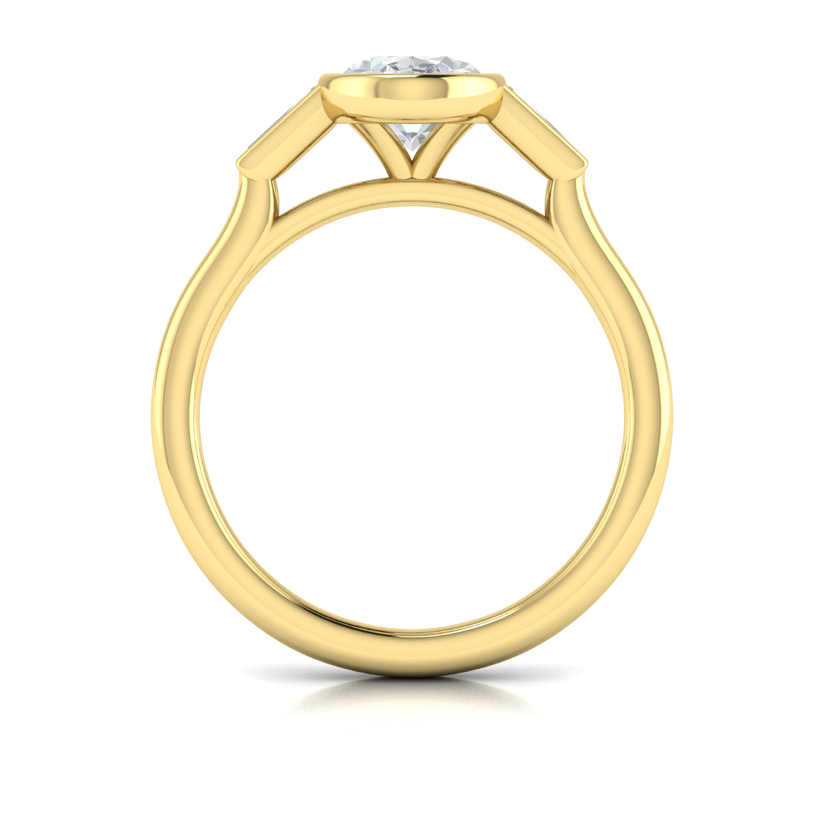14kt Yellow Gold Oval Diamond Bezel Three-Stone Ring