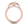 14kt Rose Gold Oval Diamond Three-Stone Bezel Engagement Ring