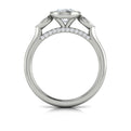 14K White Gold Oval Three-Stone Bezel Engagement Ring