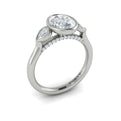 14K White Gold Oval Three-Stone Bezel Engagement Ring
