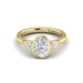 14kt Yellow Gold Oval Diamond Three-Stone Bezel Ring