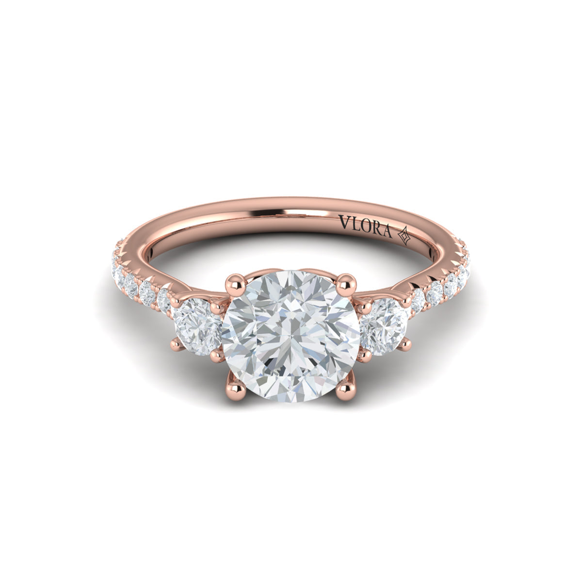 18kt Rose Gold Intertwined Three Stone Diamond Ring