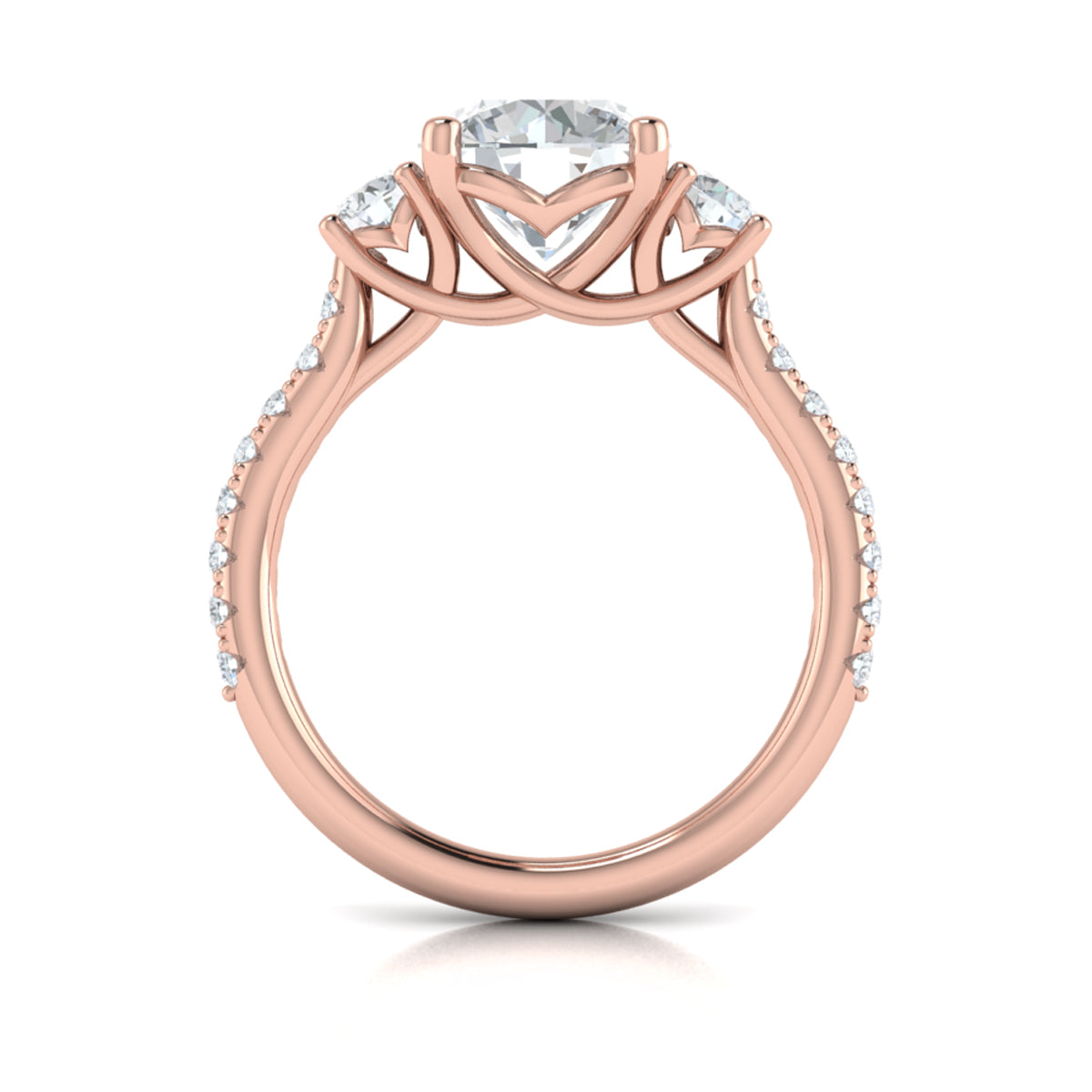 18kt Rose Gold Intertwined Three Stone Diamond Ring