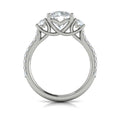 14K White Gold Three-Stone Diamond Engagement Ring
