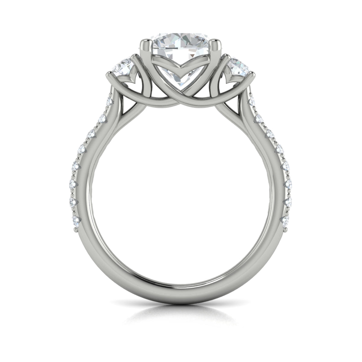 14K White Gold Three-Stone Diamond Engagement Ring