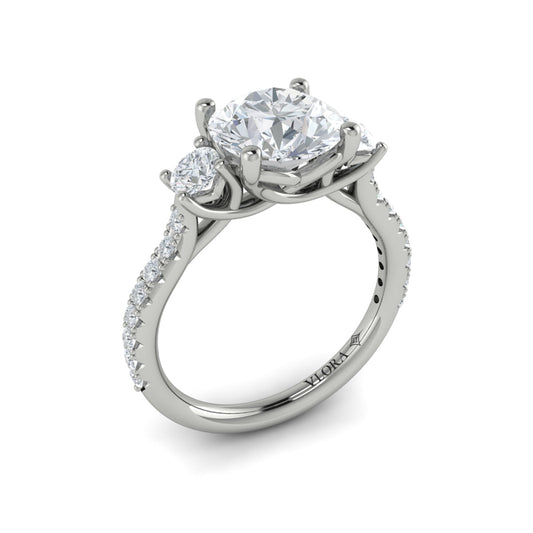 14K White Gold Three-Stone Diamond Engagement Ring