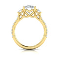 14kt Yellow Gold Round Diamond Three-Stone Engagement Ring