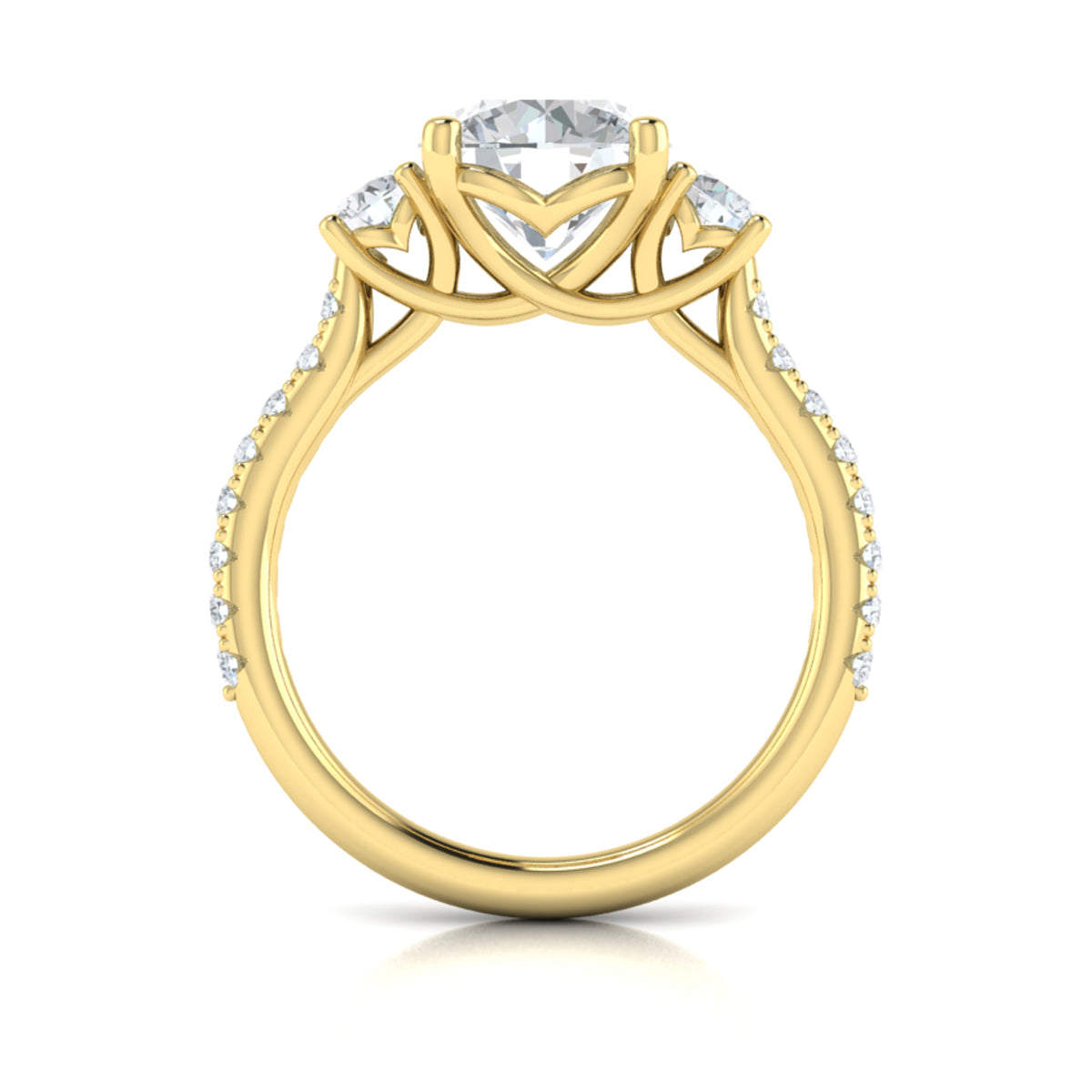14kt Yellow Gold Round Diamond Three-Stone Engagement Ring