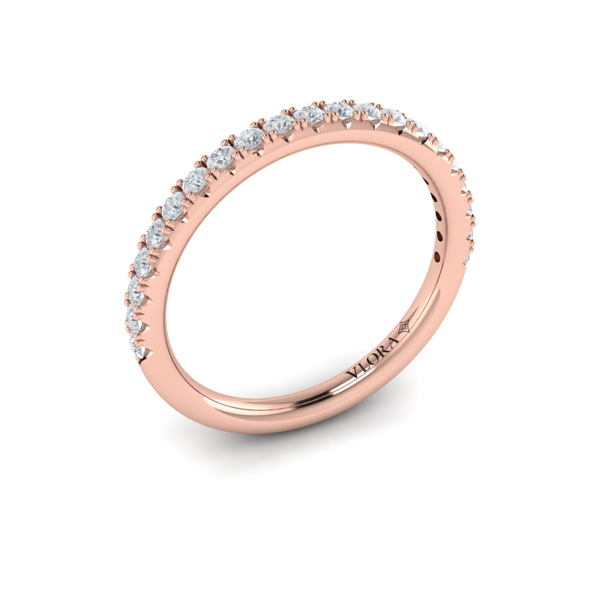 14kt Rose Gold Diamond Womens Wedding Band