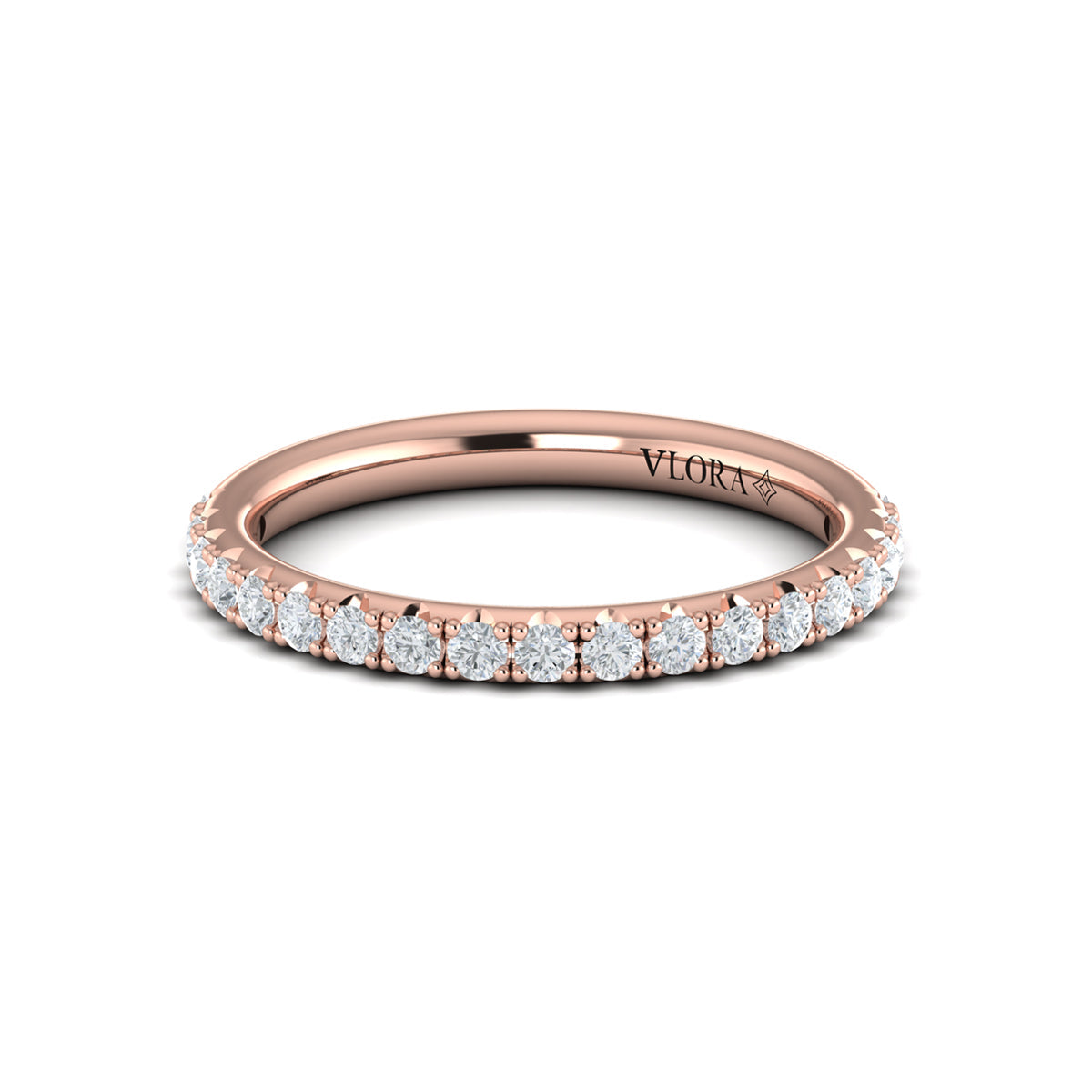 14kt Rose Gold Diamond Womens Matching Wedding Band