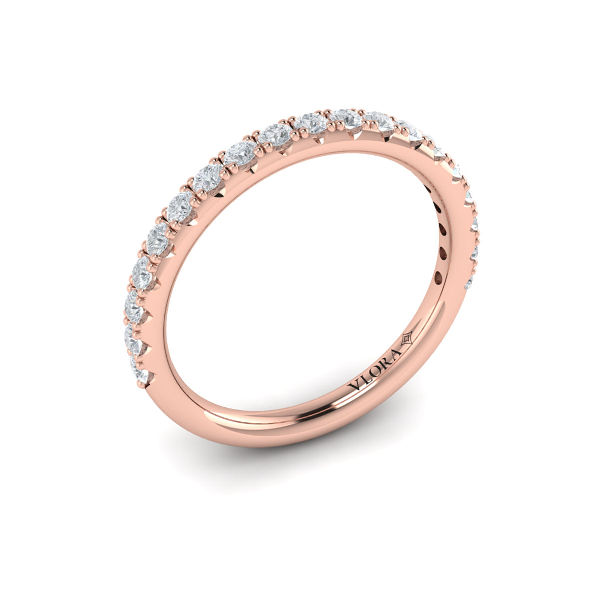 14kt Rose Gold Diamond Womens Matching Wedding Band
