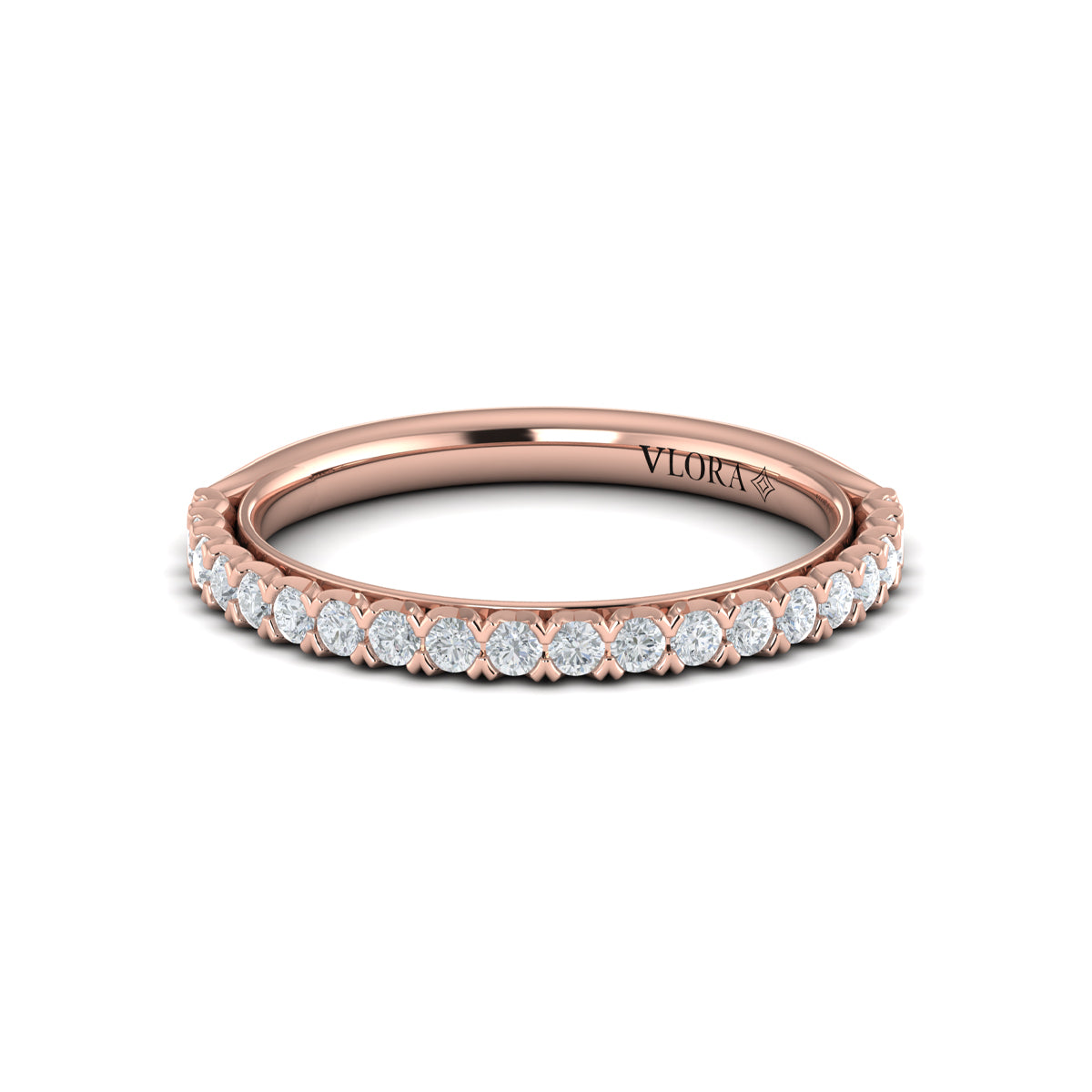 14kt Rose Gold Diamond Womens Matching Wedding Band