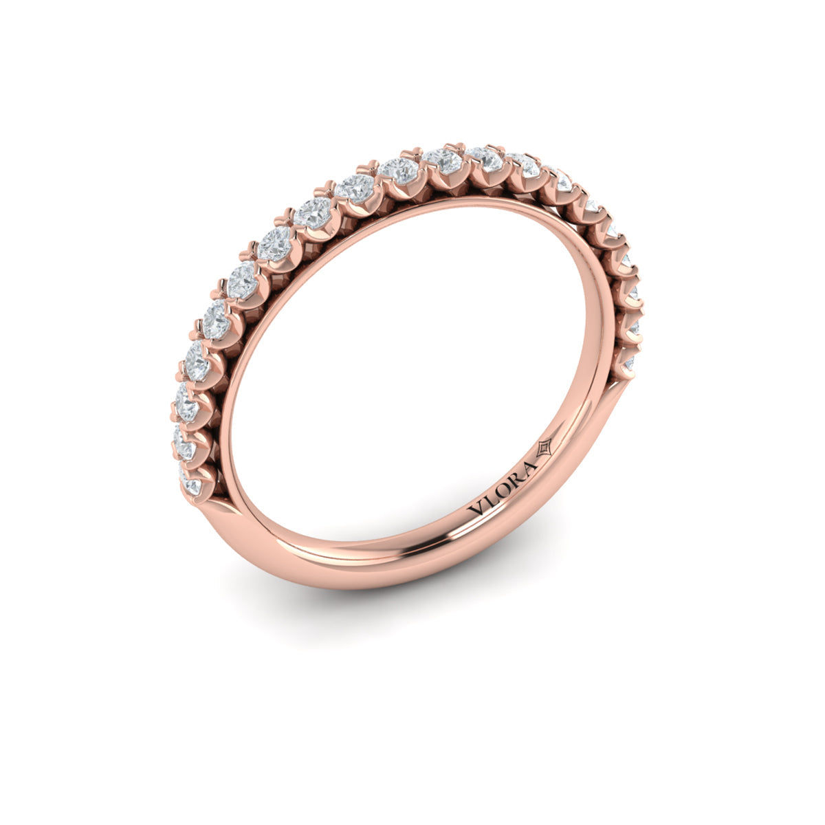 14kt Rose Gold Diamond Womens Matching Wedding Band