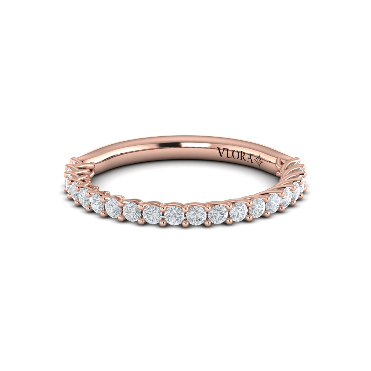 14kt Rose Gold Emerald Cut Diamond Womens Wedding Band