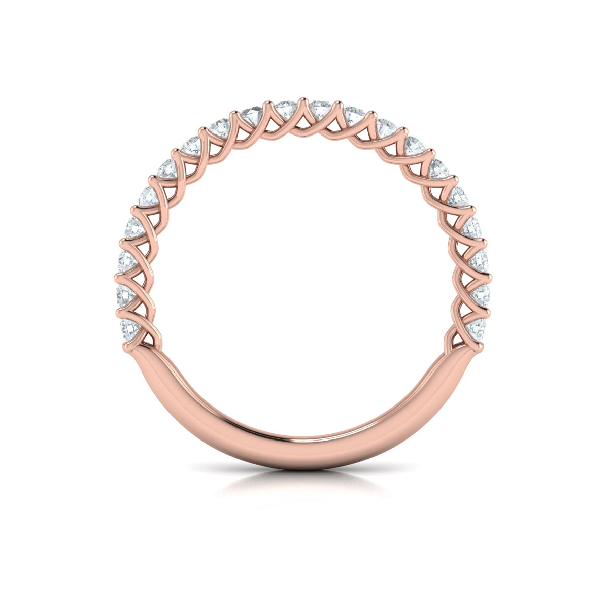 14kt Rose Gold Emerald Cut Diamond Womens Wedding Band