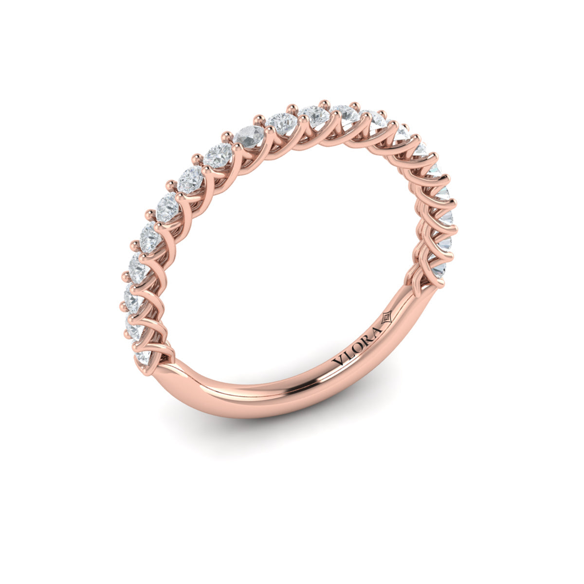 14kt Rose Gold Emerald Cut Diamond Womens Wedding Band
