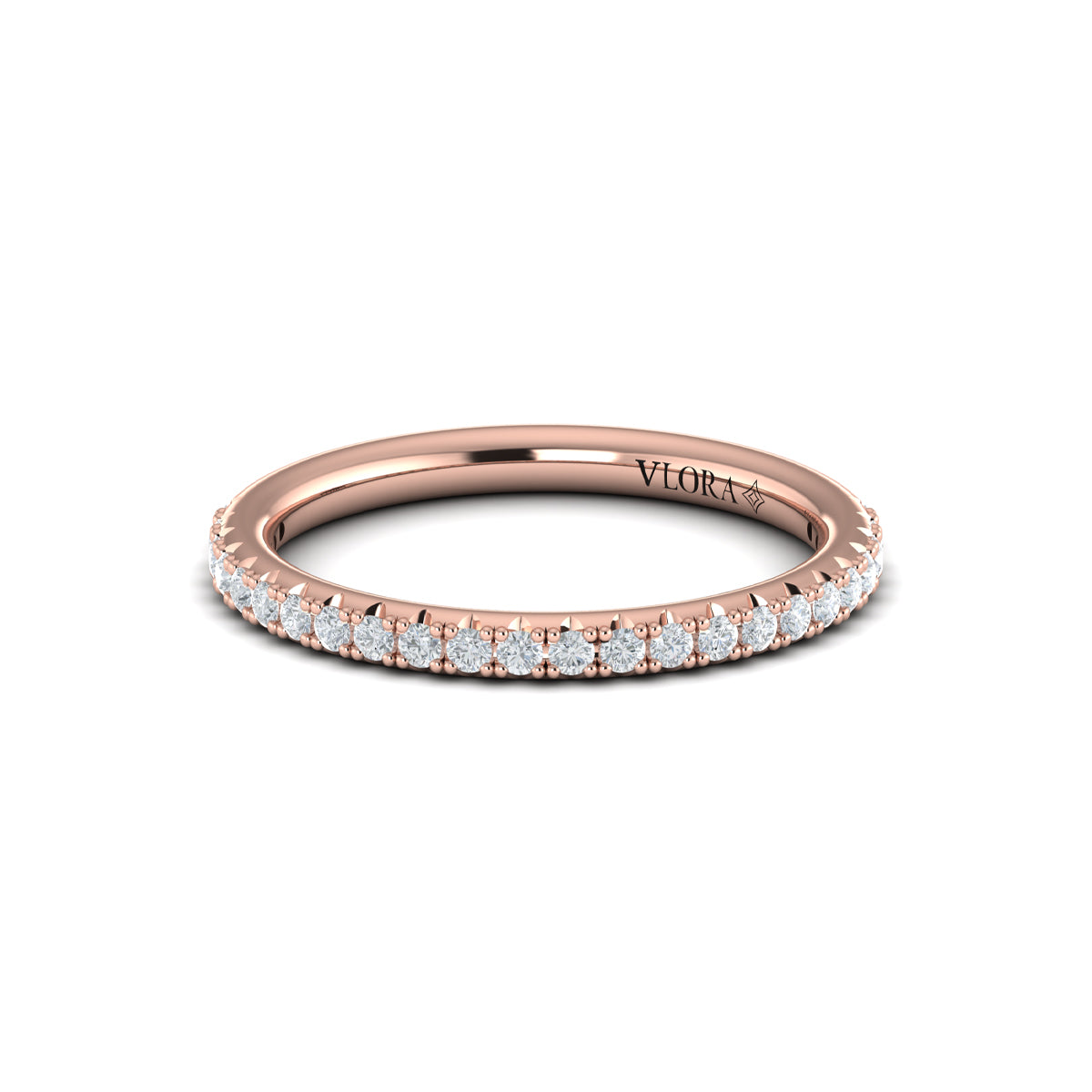 14kt Rose Gold Diamond Womens Matching Wedding Band