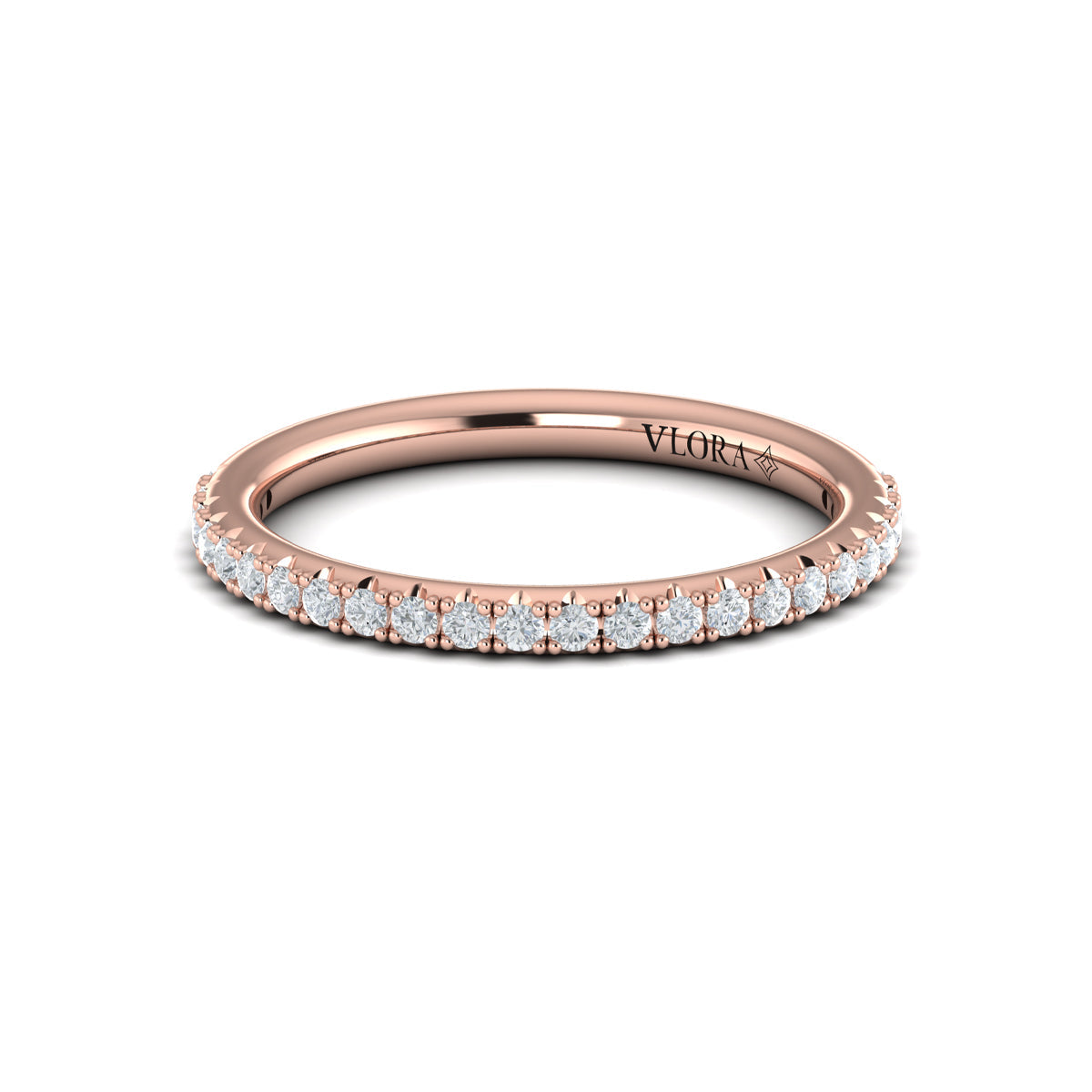 14kt Rose Gold Diamond Womens Matching Band