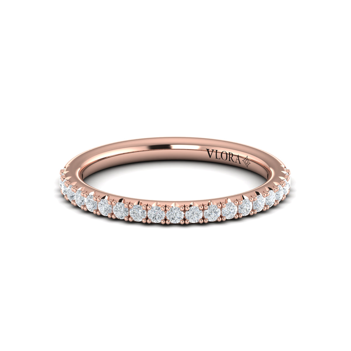 18kt Rose Gold Diamond Womens Matching Wedding Band