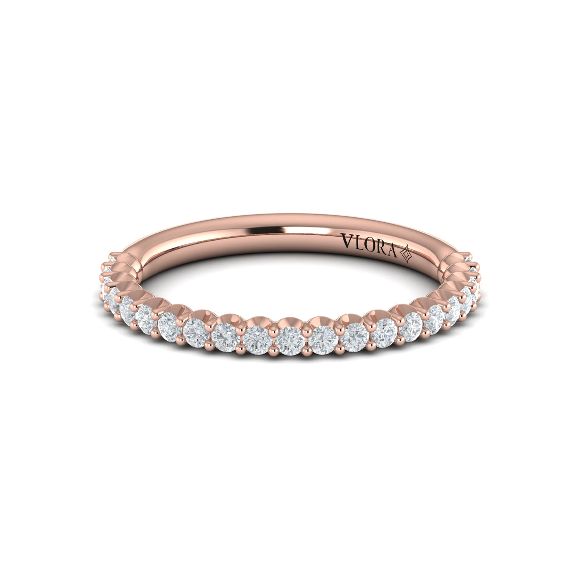 18kt Rose Gold Diamond Womens Matching Wedding Band