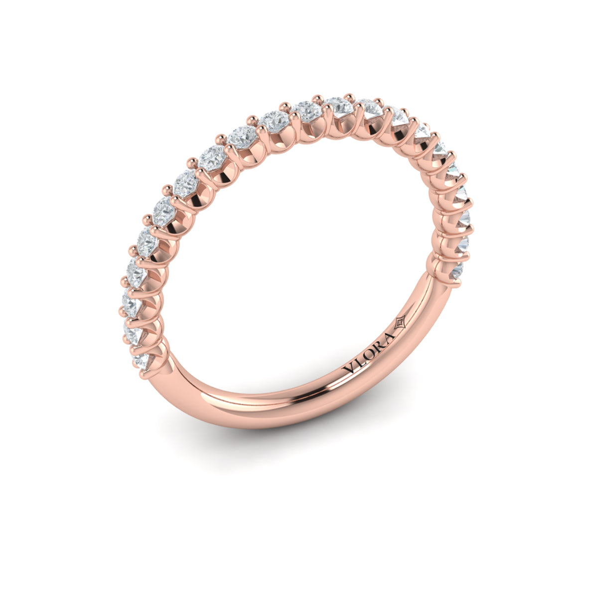 18kt Rose Gold Diamond Womens Matching Wedding Band