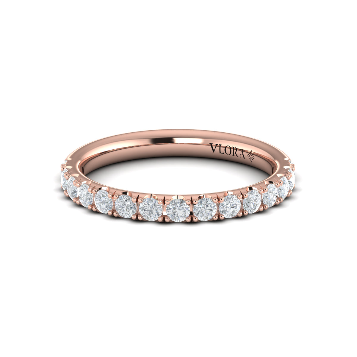 14kt Rose Gold Diamond Womens Matching Wedding Band