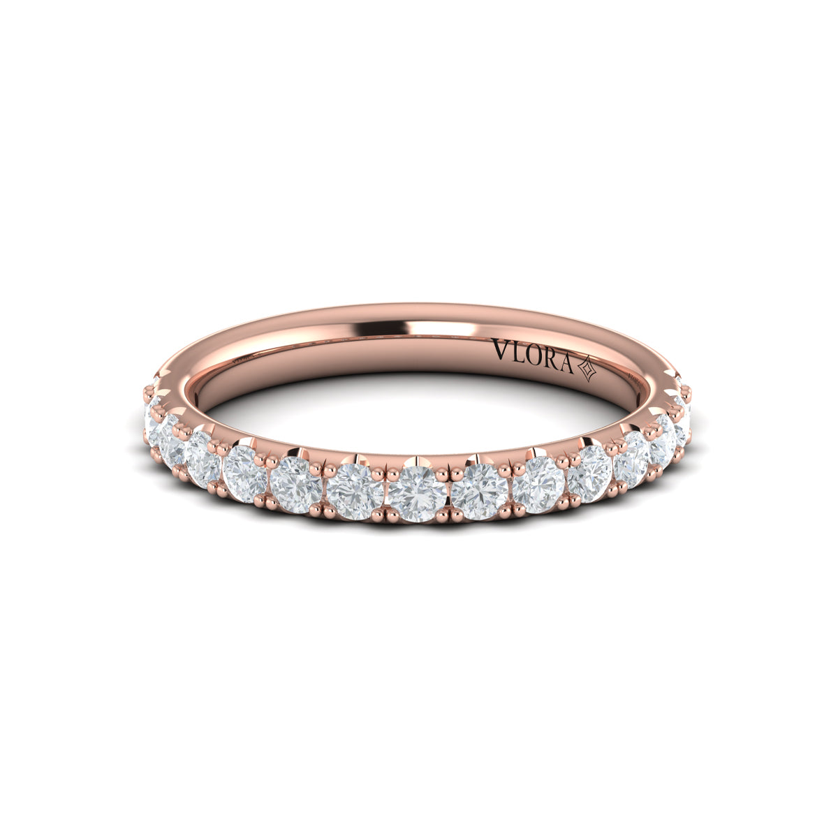 14kt Rose Gold Diamond Womens Matching Wedding Band