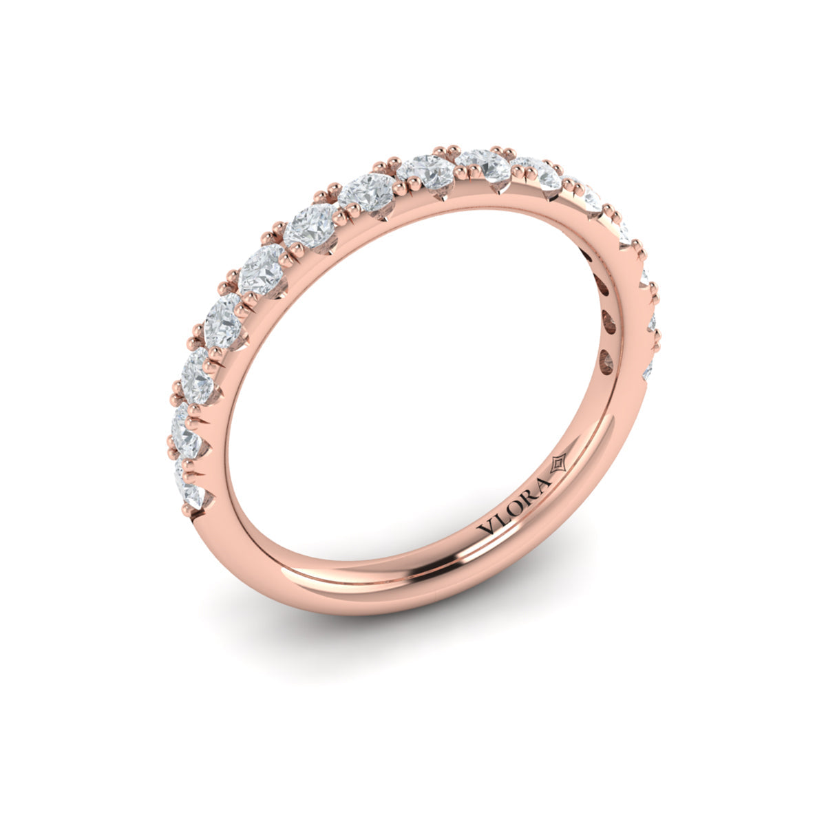 14kt Rose Gold Diamond Womens Matching Wedding Band