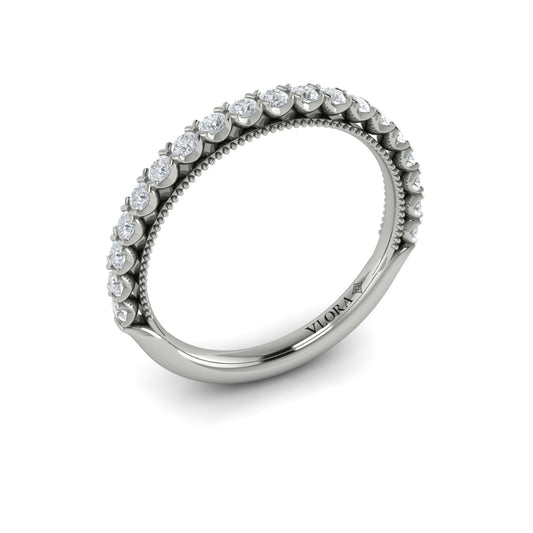 14K White Gold Diamond Matching Floral Wedding Band