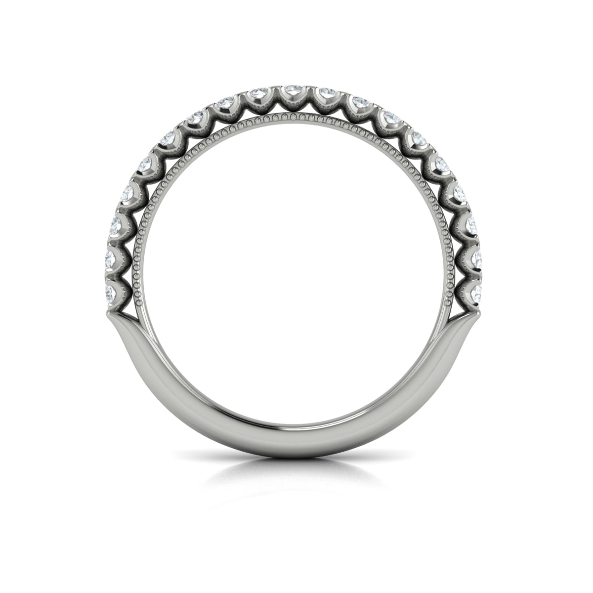 14K White Gold Diamond Womens Matching Wedding Band