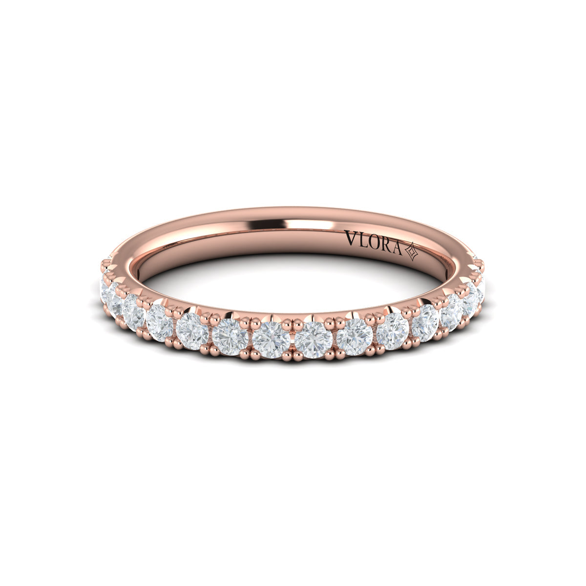 18kt Rose Gold Diamond Womens Matching Wedding Band