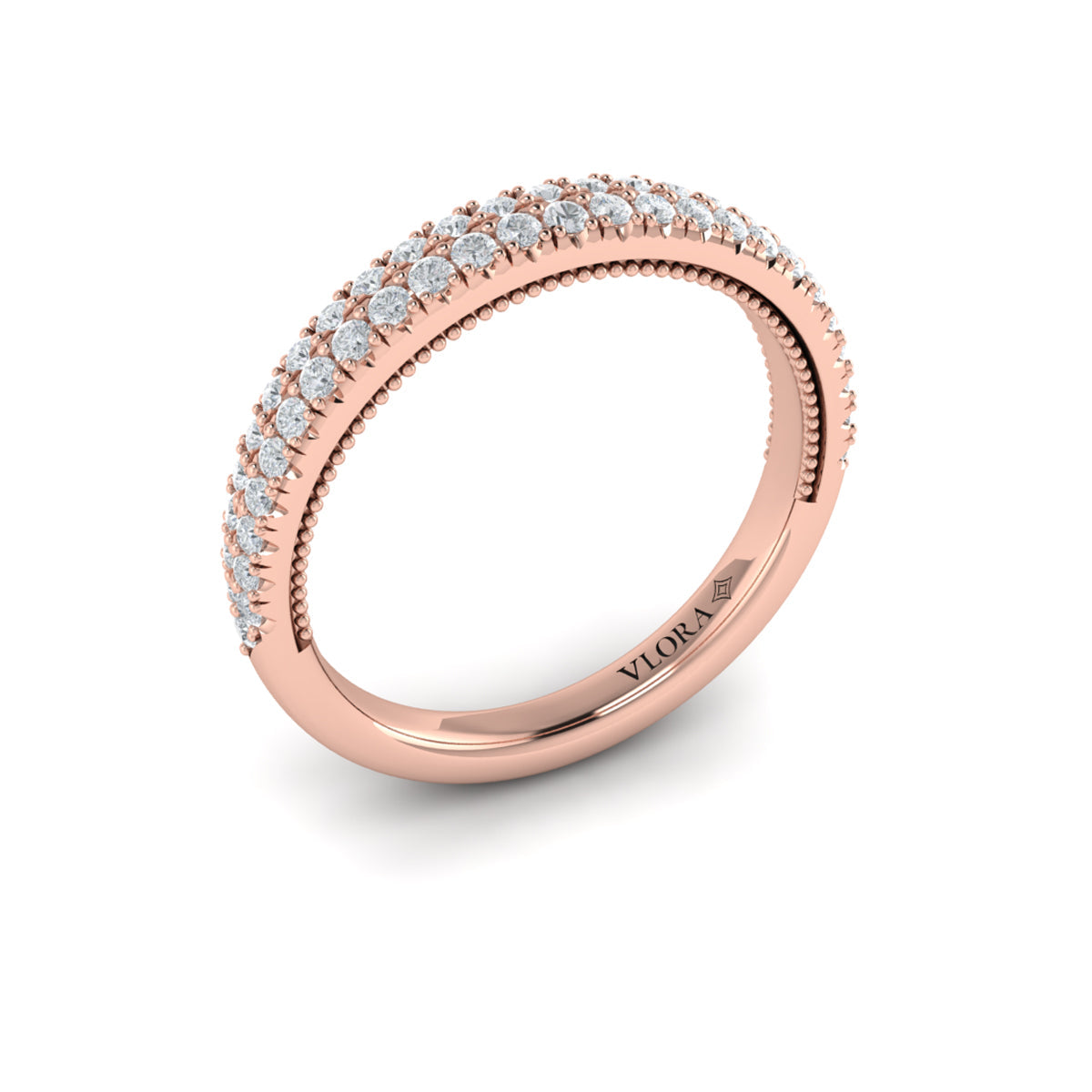 14kt Rose Gold Pave Diamond Matching Wedding Band