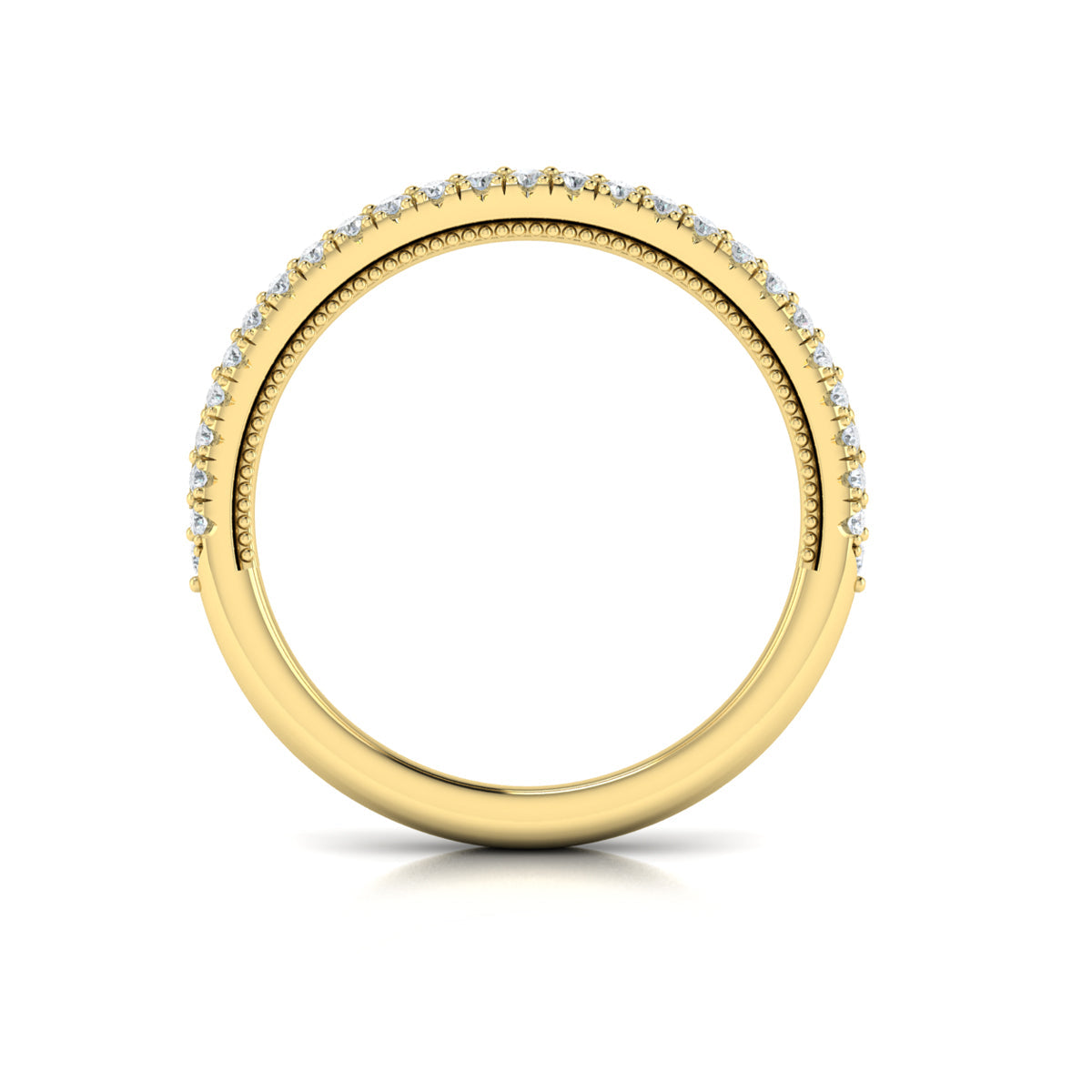 14kt Yellow Gold Womens Pave Diamond Wedding Band