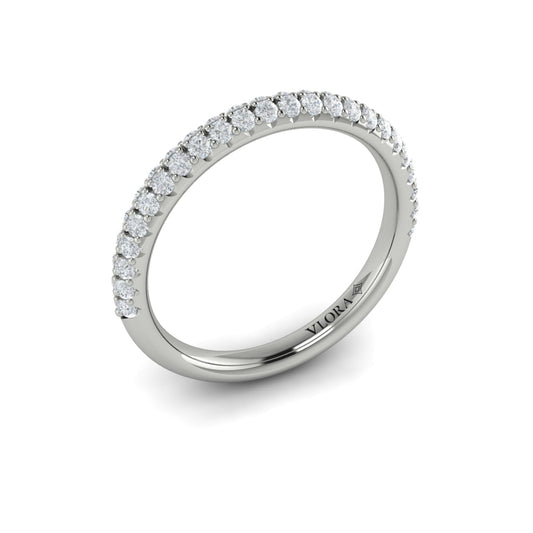 14K White Gold Diamond Womens Matching Wedding Band